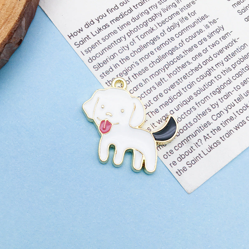 Wholesale Cartoon Japanese Cute Puppy Dog Drip Oil Alloy Necklace Bracelet Pendant